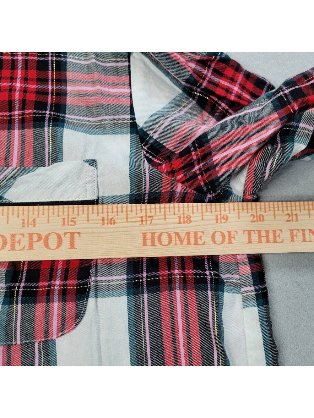 Victorias Secret Flannel Pajama Set S Small Plaid Shimmer Red Pink Metallic PJs - Picture 5 of 13